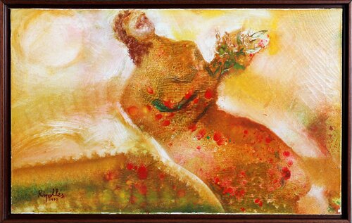 Red Figure with Flowers di Juan Ripollés, Pittura in vendita su Singulart