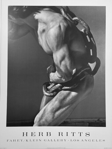 "Man with Chain" Black and White Photographic Poster, FREE DOMESTIC SHIPPING van Herb Ritts, Fotografie te koop op Singulart
