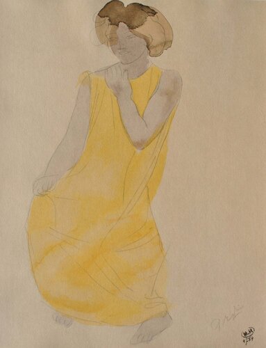 Femme à robe jaune von Auguste Rodin, Druck kaufen auf Singulart