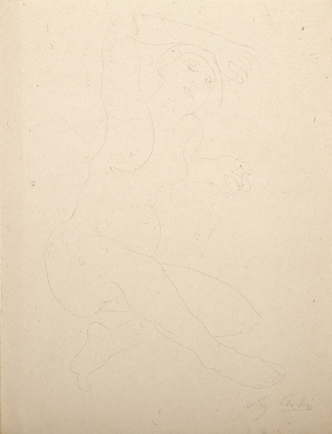 Seated Nude with One Arm Behind Head Auguste Rodin Stampa in vendita