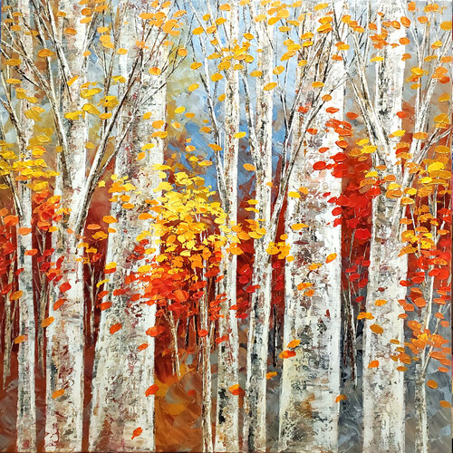 GOLDEN BIRCH TAPESTRY by Tatiana Iliina, 油畫 for Sale on Singulart