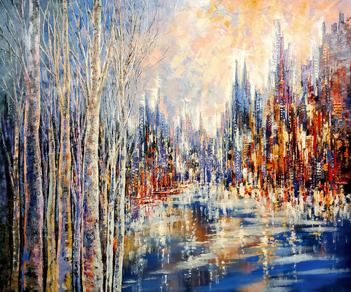 TOWERS BY THE TIMBER de Tatiana Iliina, Pintura a la venta en Singulart