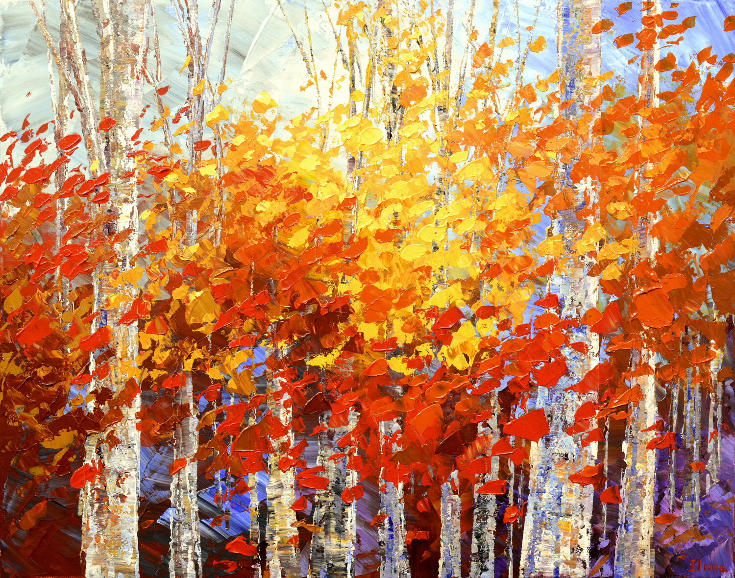 AUTUMN IN THE AIR Tatiana Iliina Originalgemälde zu verkaufen