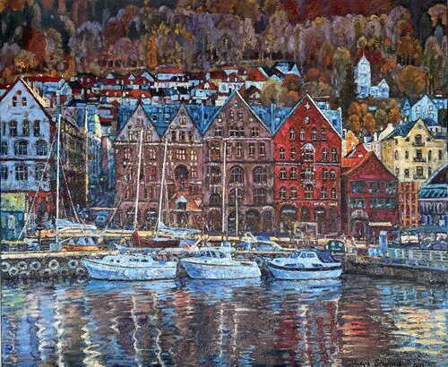 Mysteries of autumn Bergen di Nadezda Stupina, Pittura in vendita su Singulart