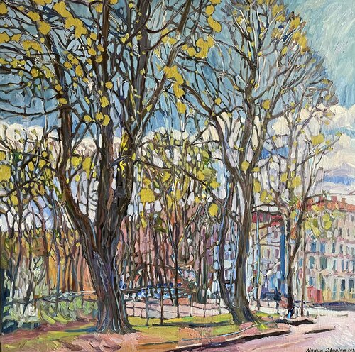 Spring in the city. de Nadezda Stupina, Pintura a la venta en Singulart