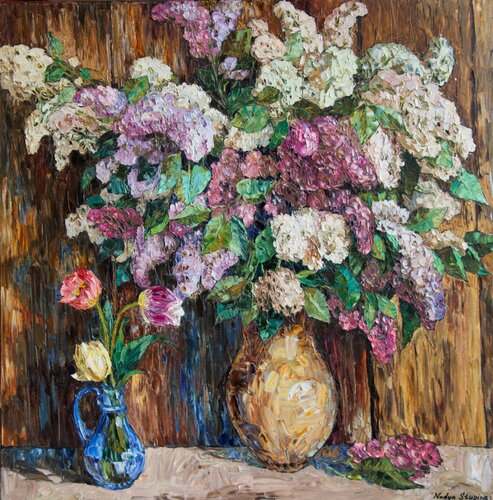 Still-life with lilac von Nadezda Stupina, Malerei kaufen auf Singulart
