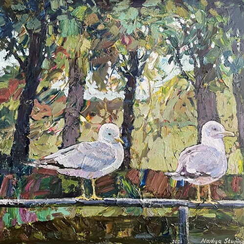 Two gulls de Nadezda Stupina, Pintura a la venta en Singulart