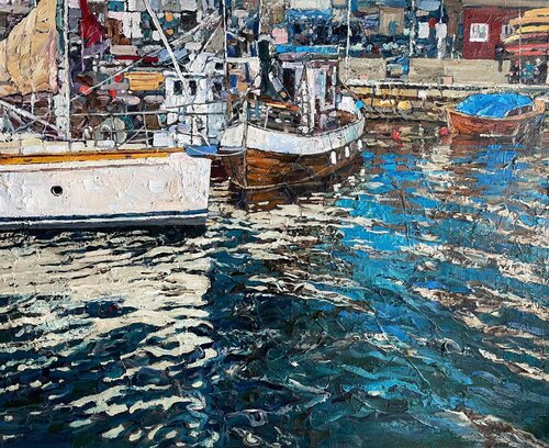 On a  sunny day on the pier di Nadezda Stupina, Pittura in vendita su Singulart