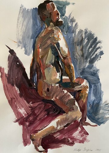 Men’s nude model 1 di Nadezda Stupina, Opera su carta in vendita su Singulart