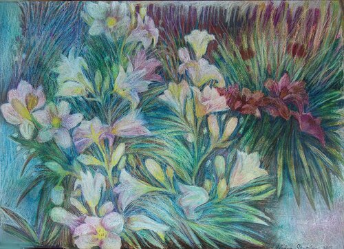 Lilies di Nadezda Stupina, Opera su carta in vendita su Singulart
