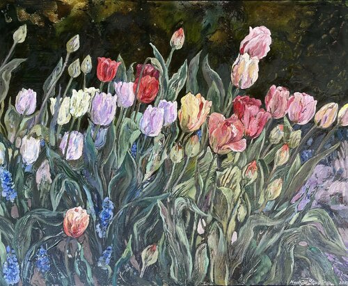 May tulips par Nadezda Stupina, Peinture en vente sur Singulart