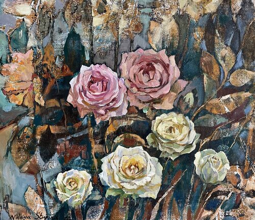 Roses from Buchs di Nadezda Stupina, Pittura in vendita su Singulart