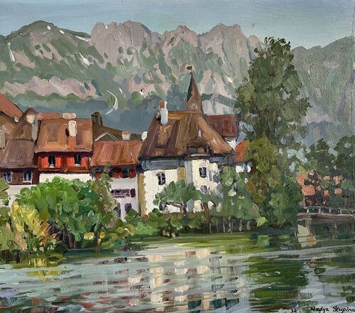 Werdenberg in reflections von Nadezda Stupina, Malerei kaufen auf Singulart