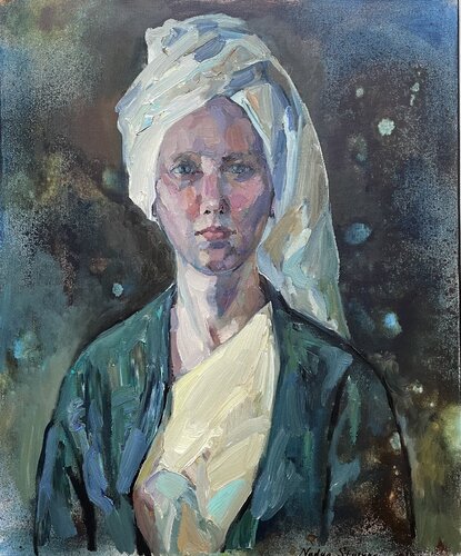 Portrait of Norwegian girl van Nadezda Stupina, Schilderij te koop op Singulart