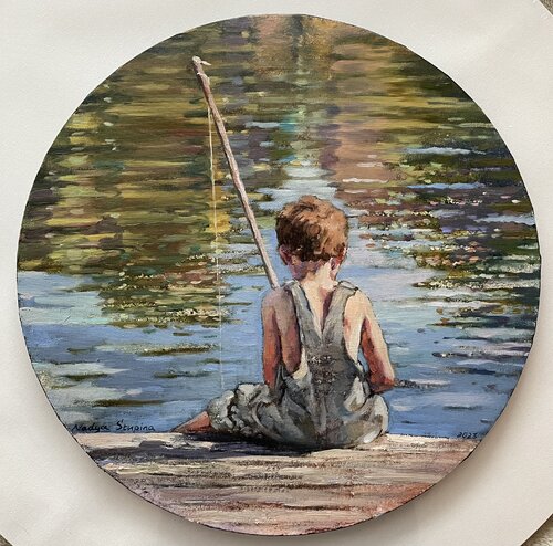 Summer stories. Little fisherman. di Nadezda Stupina, Pittura in vendita su Singulart