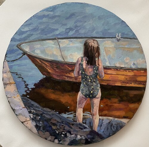 Summer stories. Girl and orange boat Nadezda Stupina