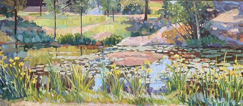 A pond with water lilies and irises 2 by Nadezda Stupina, 회화 for Sale on Singulart