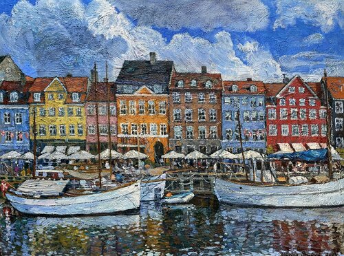 Clouds over Nyhavn von Nadezda Stupina, Malerei kaufen auf Singulart