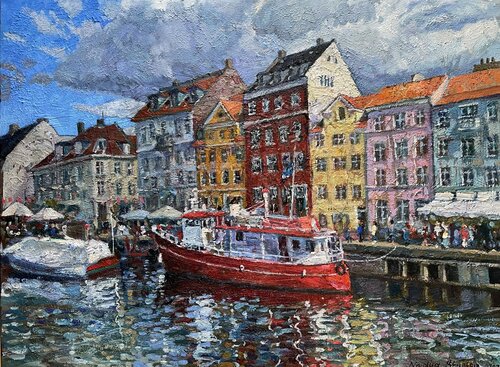 Nyhavn.Red ship . Nadezda Stupina