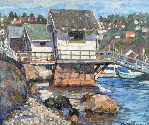Boat houses di Nadezda Stupina, Pittura in vendita su Singulart
