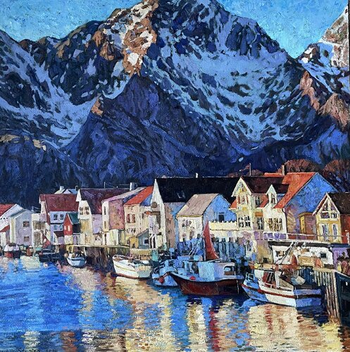 Colors of Henningsvær par Nadezda Stupina, Peinture en vente sur Singulart