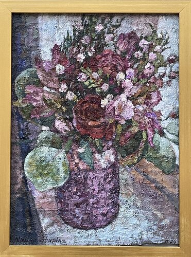 Bouquet by the window von Nadezda Stupina, Malerei kaufen auf Singulart