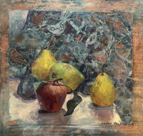 Pears and apple. de Nadezda Stupina, Pintura a la venta en Singulart