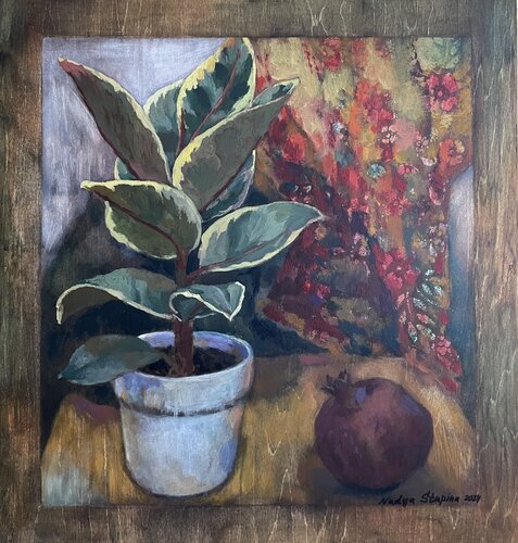 Still life with pomegranate di Nadezda Stupina, Pittura in vendita su Singulart