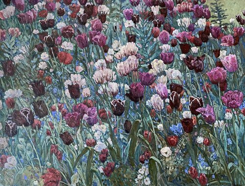Twilight tulips de Nadezda Stupina, Pintura a la venta en Singulart