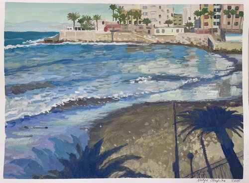 Shadows on the beach de Nadezda Stupina, Pintura a la venta en Singulart