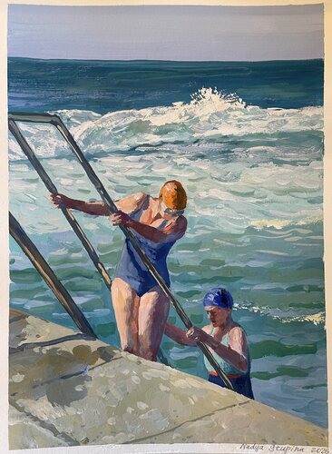 Two bathers de Nadezda Stupina, Pintura a la venta en Singulart
