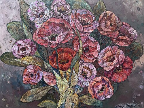 Bouquet of poppies de Nadezda Stupina, Pintura a la venta en Singulart