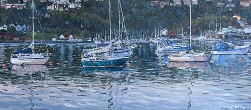 Evening harbour van Nadezda Stupina, Schilderij te koop op Singulart