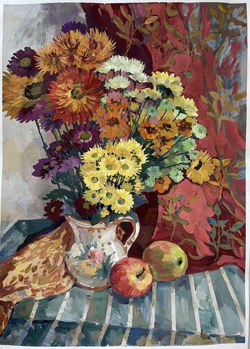 Autumn bouquet par Nadezda Stupina, Peinture en vente sur Singulart