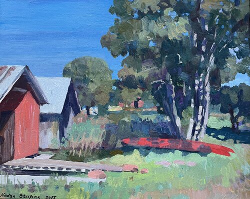 Eckerö. Red boat. di Nadezda Stupina, Pittura in vendita su Singulart