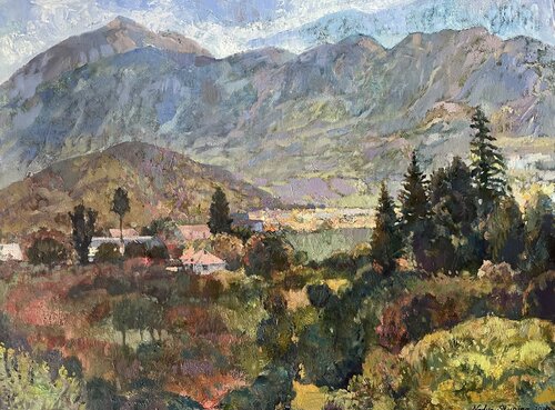 Autumn in the mountain valley von Nadezda Stupina, Malerei kaufen auf Singulart