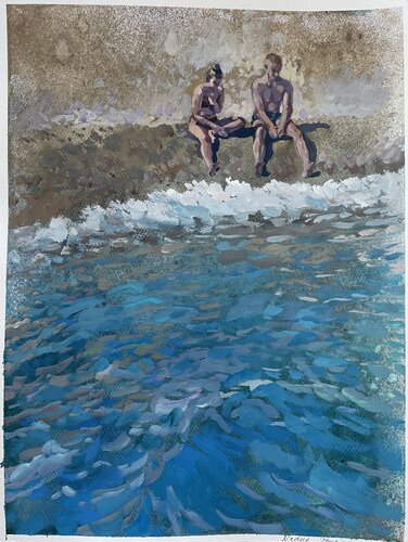 Two by the sea by Nadezda Stupina, Painting for Sale on Singulart