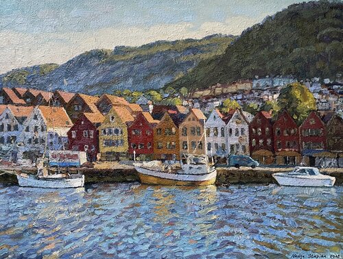 Summer morning in Bergen di Nadezda Stupina, Pittura in vendita su Singulart