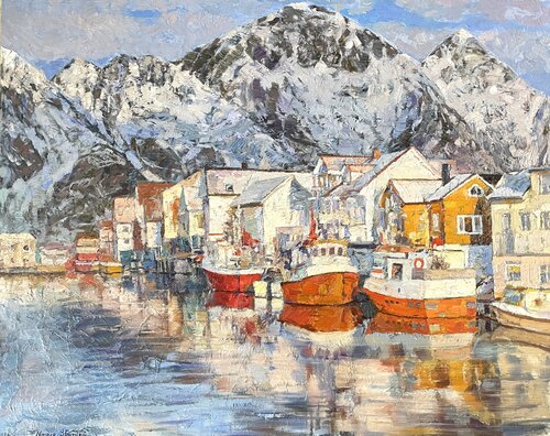 Bright Henningsvær by Nadezda Stupina, 회화 for Sale on Singulart