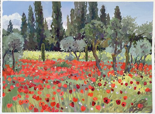 Poppy carpet von Nadezda Stupina, Malerei kaufen auf Singulart