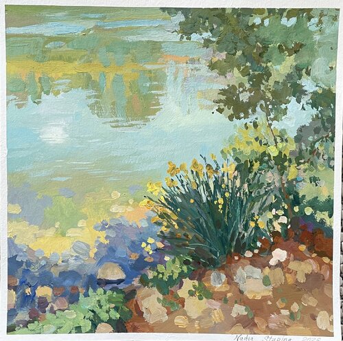 The shore of the Orb river van Nadezda Stupina, Schilderij te koop op Singulart