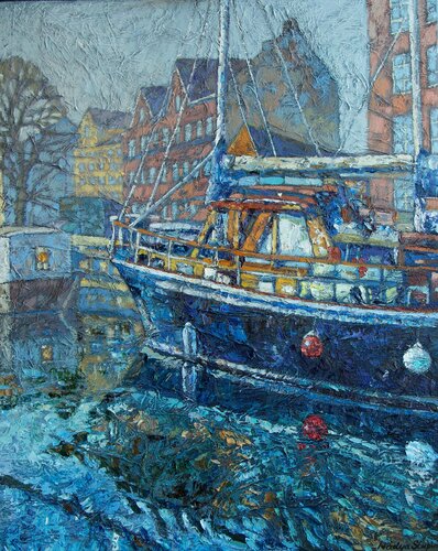 Copenhagen.Spring morning van Nadezda Stupina, Schilderij te koop op Singulart