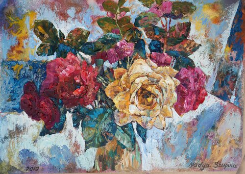 Yellow rose van Nadezda Stupina, Werk op papier te koop op Singulart