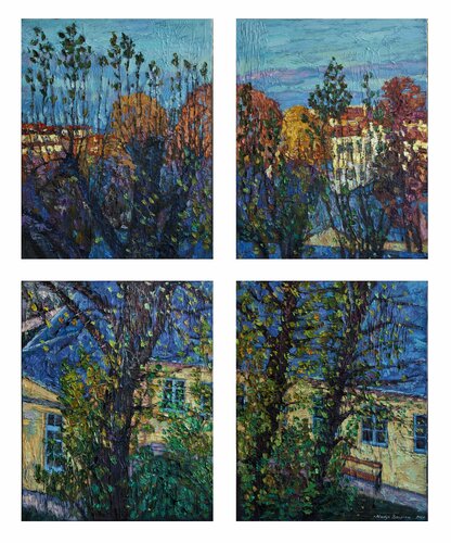Series "Windows" .Window to autumn. by Nadezda Stupina, Painting for Sale on Singulart