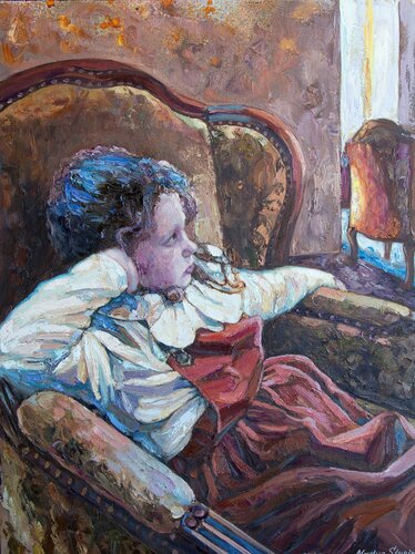 Girl in a  chear di Nadezda Stupina, Pittura in vendita su Singulart