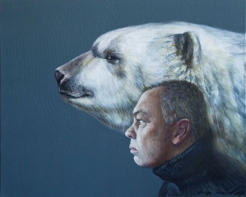 Søte bjørn. van Nadezda Stupina, Schilderij te koop op Singulart