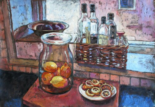 The sun in my house.On the kitchen window. by Nadezda Stupina, Work on Paper for Sale on Singulart