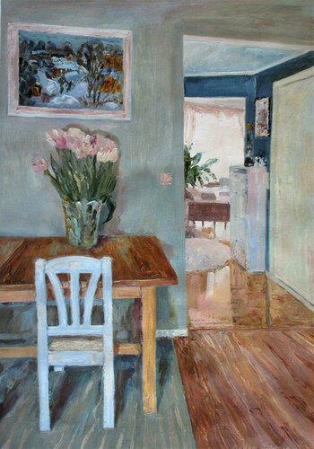 The sun in my house .White chair. di Nadezda Stupina, Opera su carta in vendita su Singulart