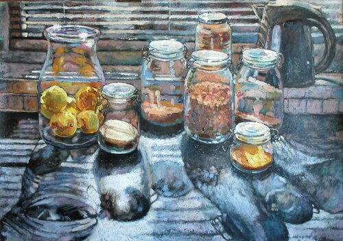 The sun in my house.Sun through jalousie. by Nadezda Stupina, Work on Paper for Sale on Singulart
