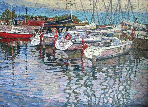 Boats of Fredericia di Nadezda Stupina, Pittura in vendita su Singulart